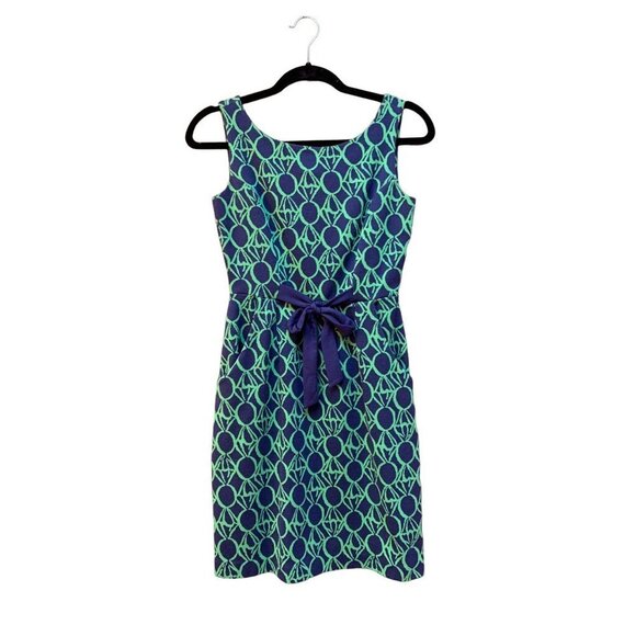 Lilly Pulitzer XS Sheath Dress "Evie" Engagement Rings Print Green Blue - Picture 1 of 9